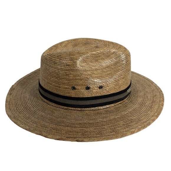 Handwoven Straw Fedora Hat Black Band Breathable Ventilation Wide Brim Lightweig - Picture 5 of 6